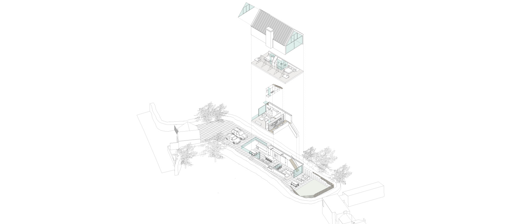 House 148: new build house on a narrow sloping site