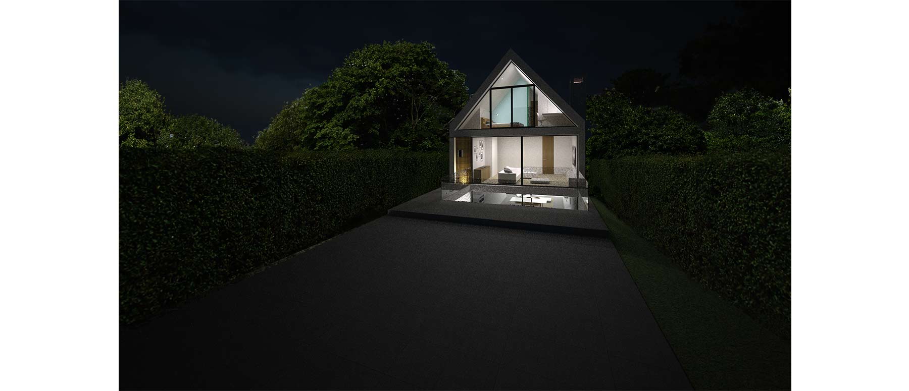 House 148: new build house on a narrow sloping site