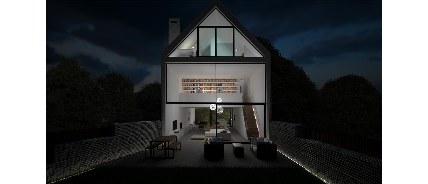 House 148: new build house on a narrow sloping site