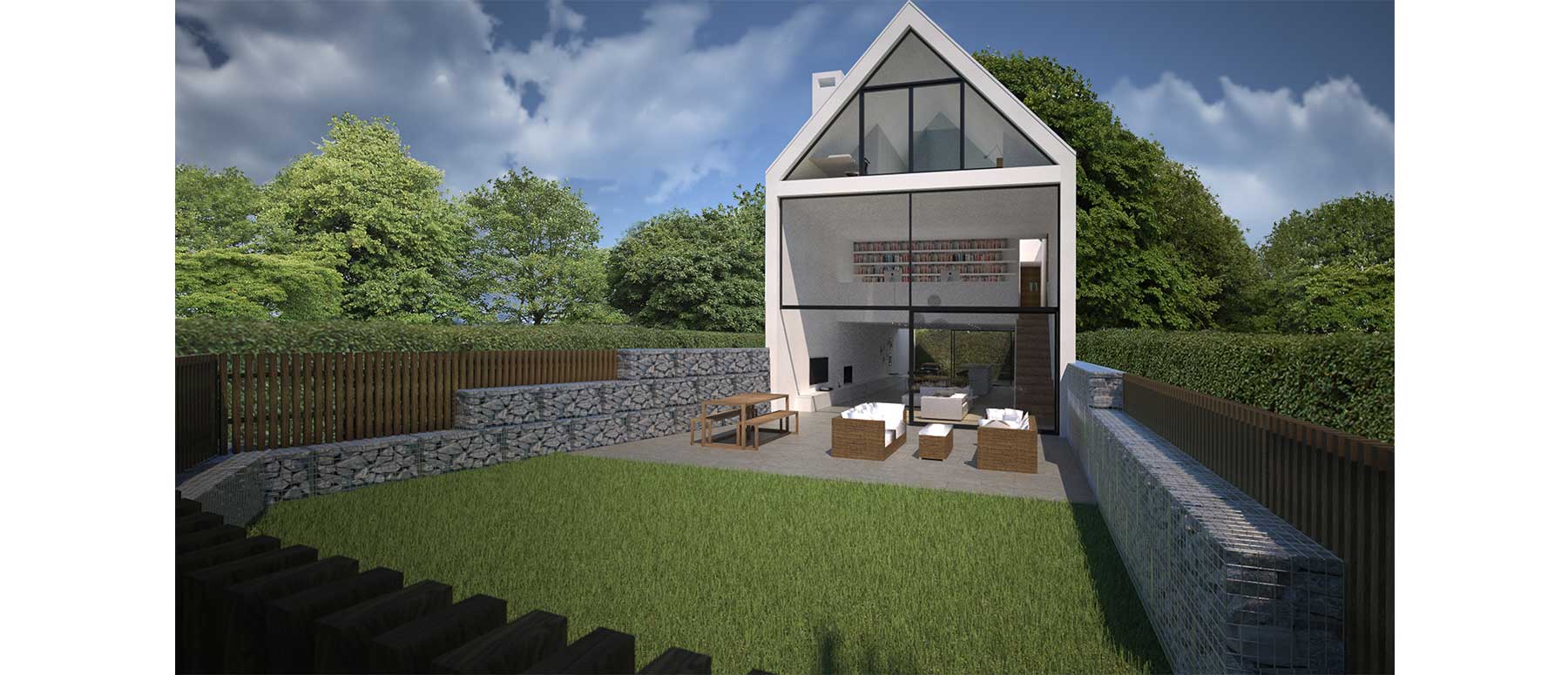House 148: new build house on a narrow sloping site