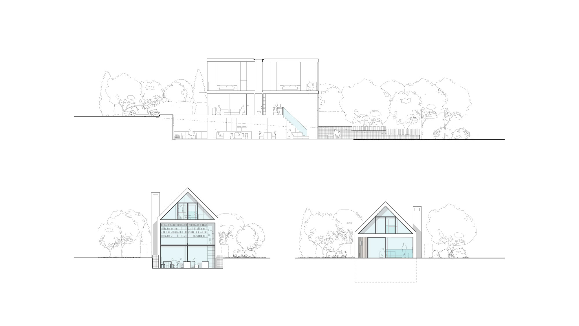 House 148: new build house on a narrow sloping site