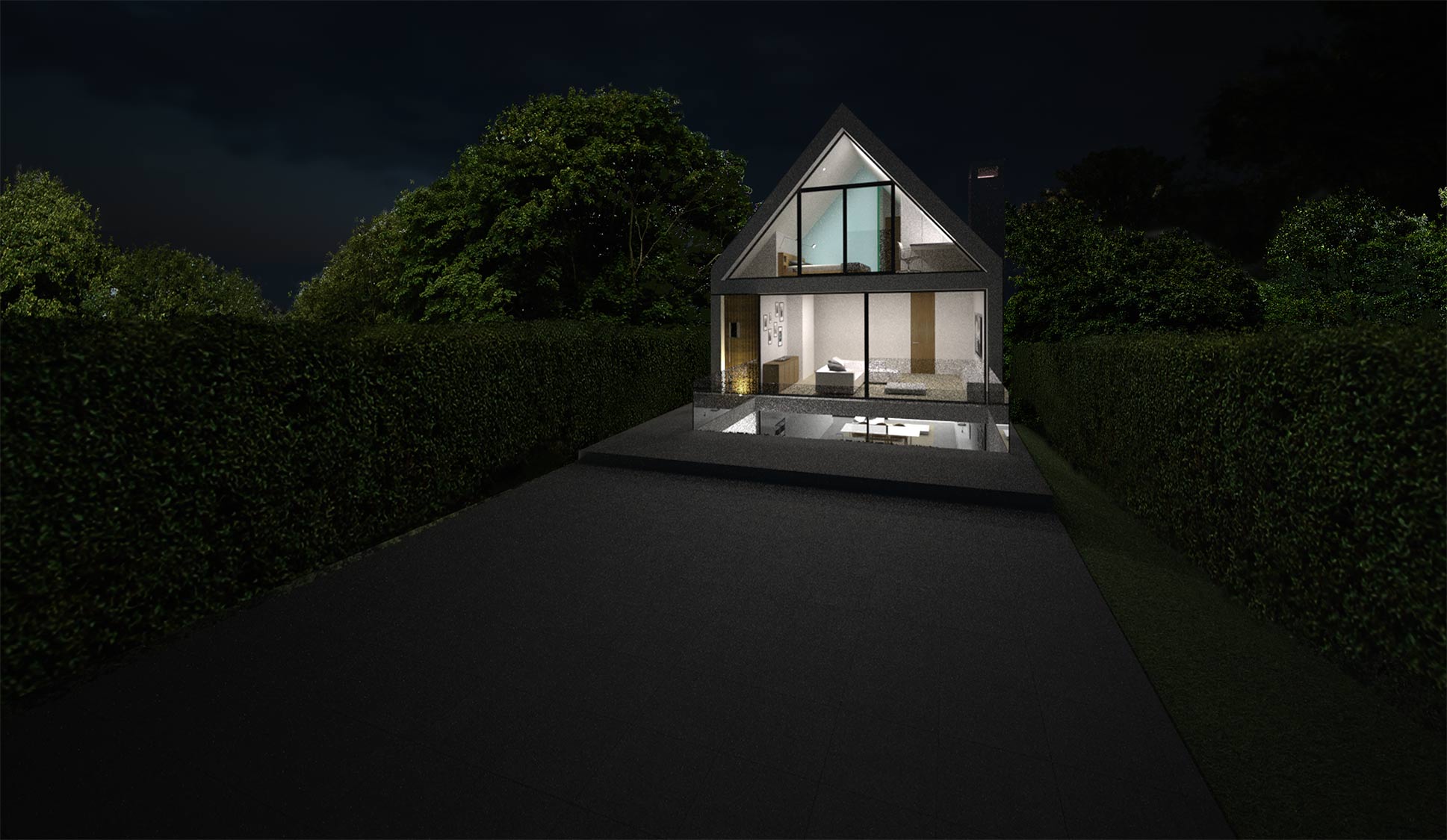 House 148: new build house on a narrow sloping site