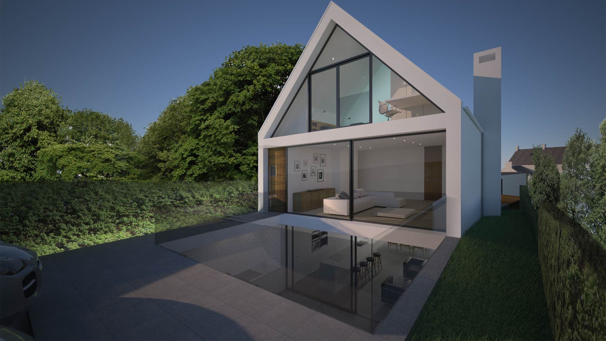 House 148: new build house on a narrow sloping site