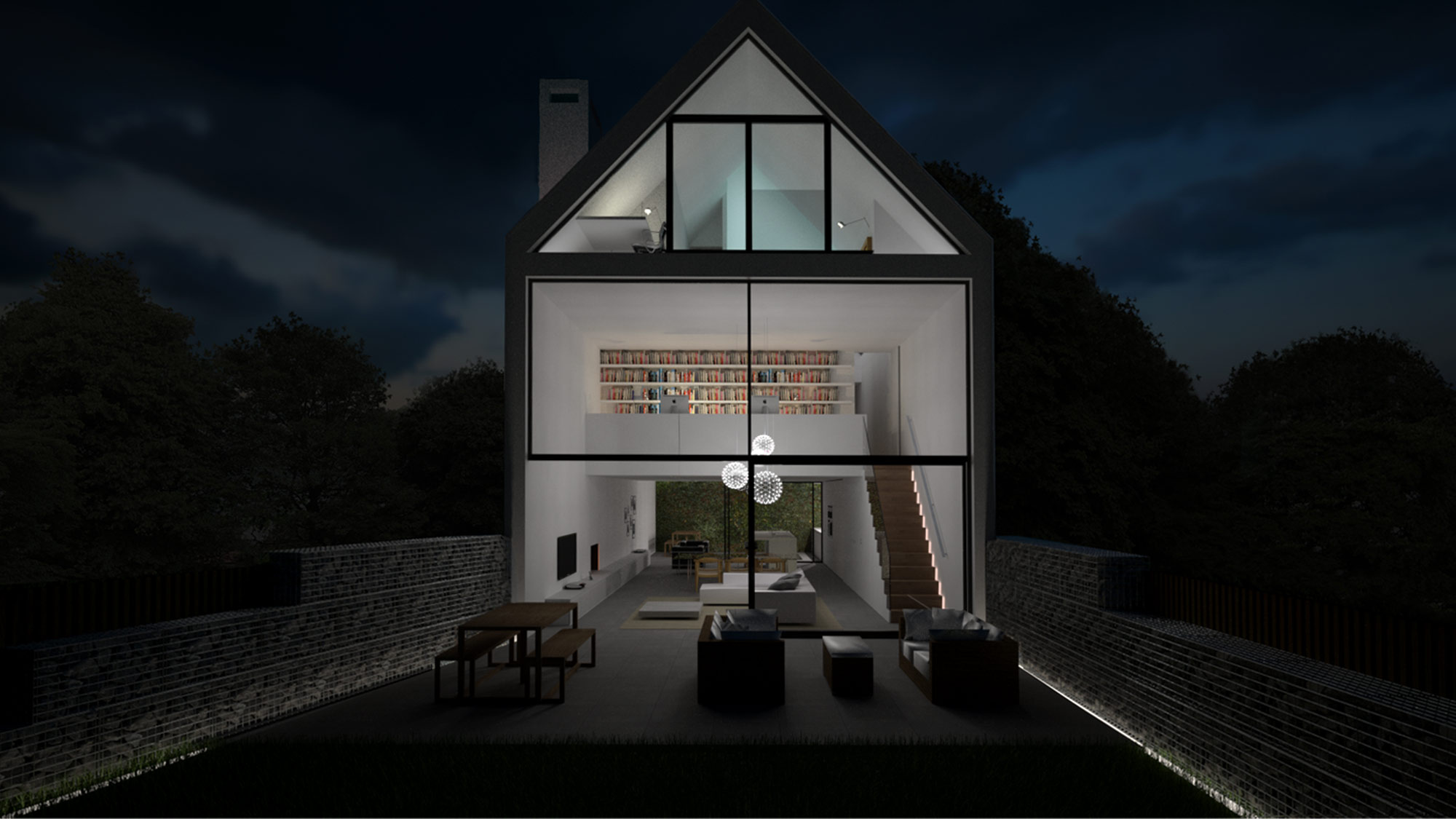 House 148: new build house on a narrow sloping site