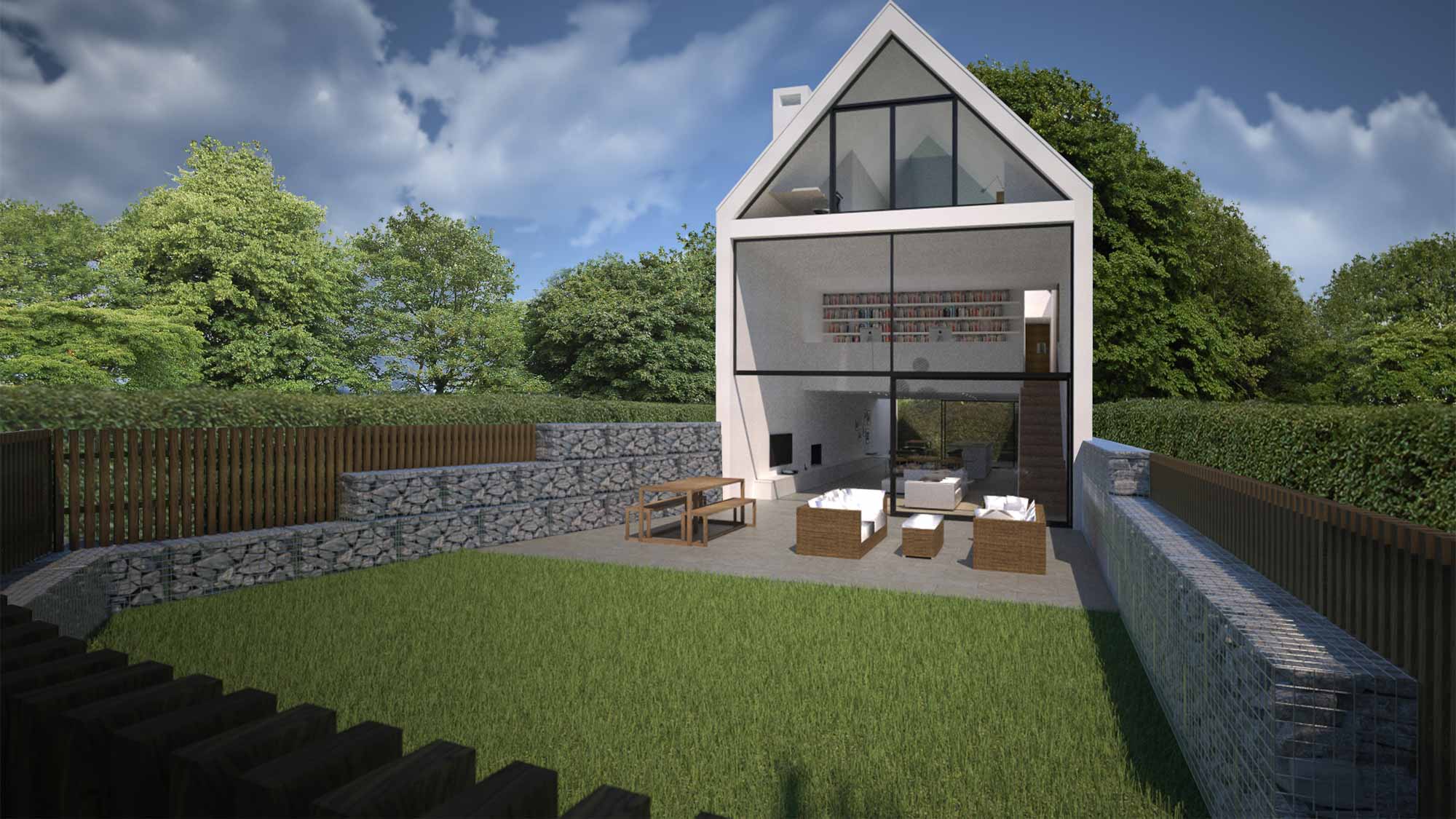 House 148: new build house on a narrow sloping site