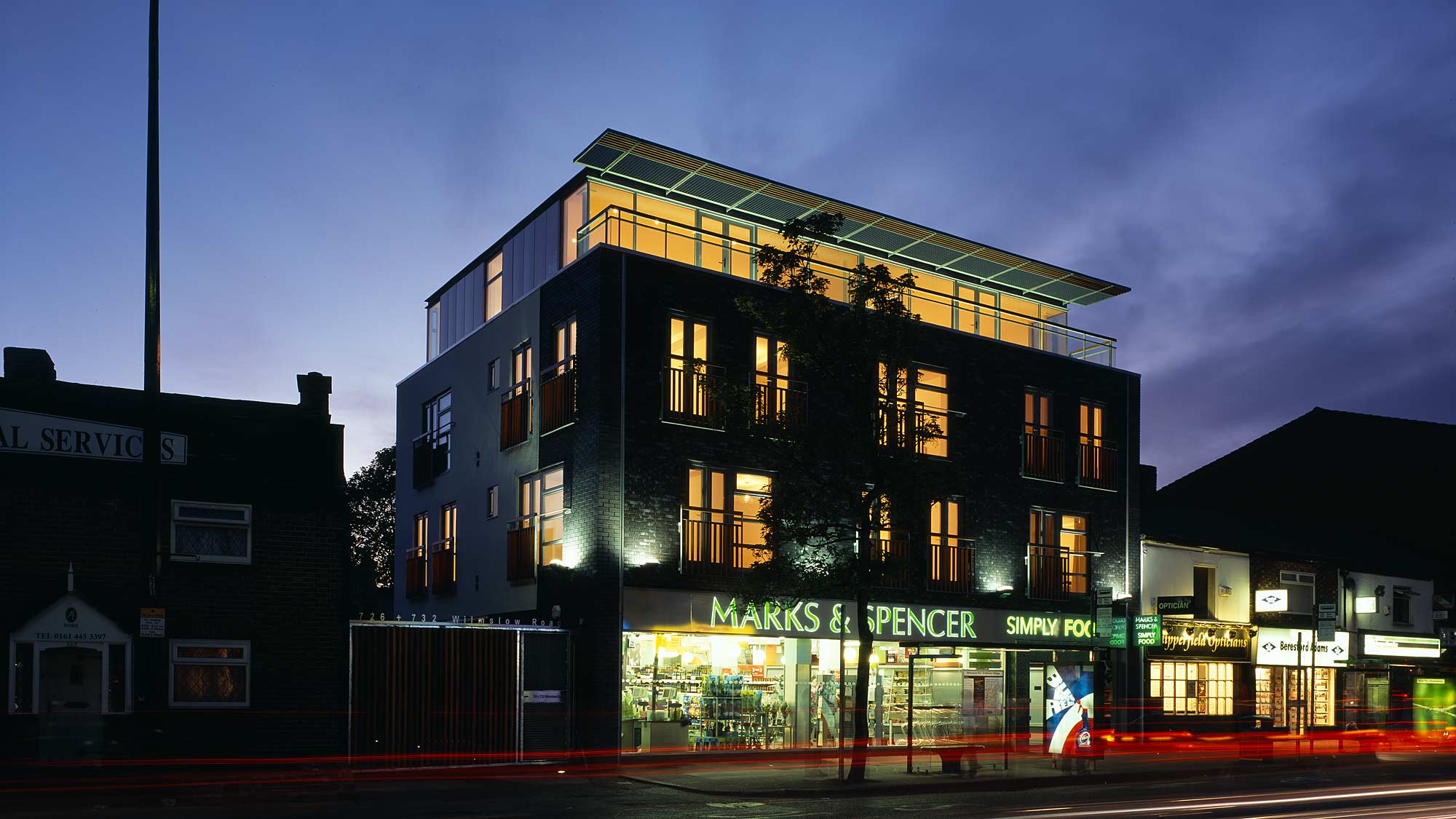 Marks & Spencer shop with flats above, South Manchester