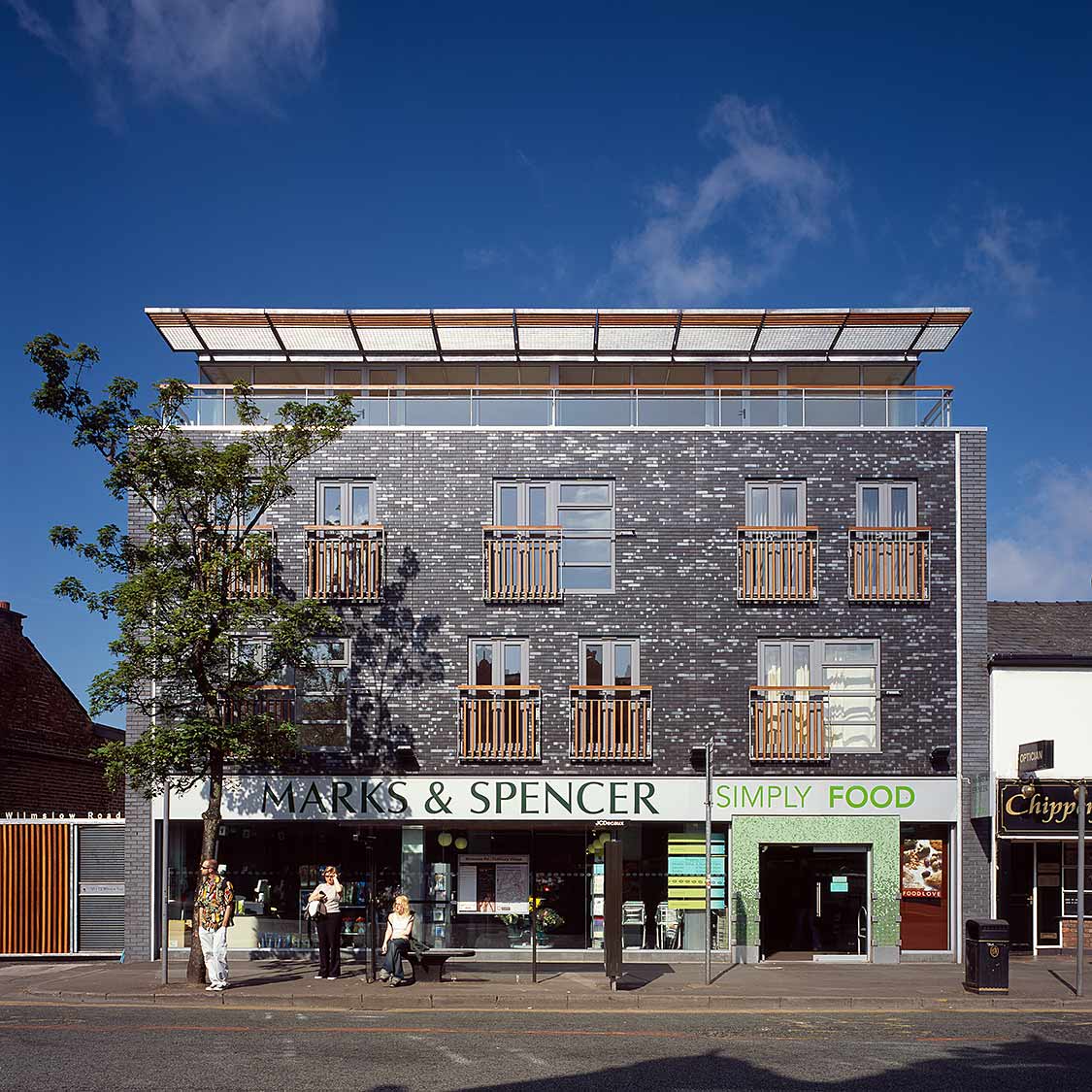 Marks & Spencer shop with flats above, South Manchester