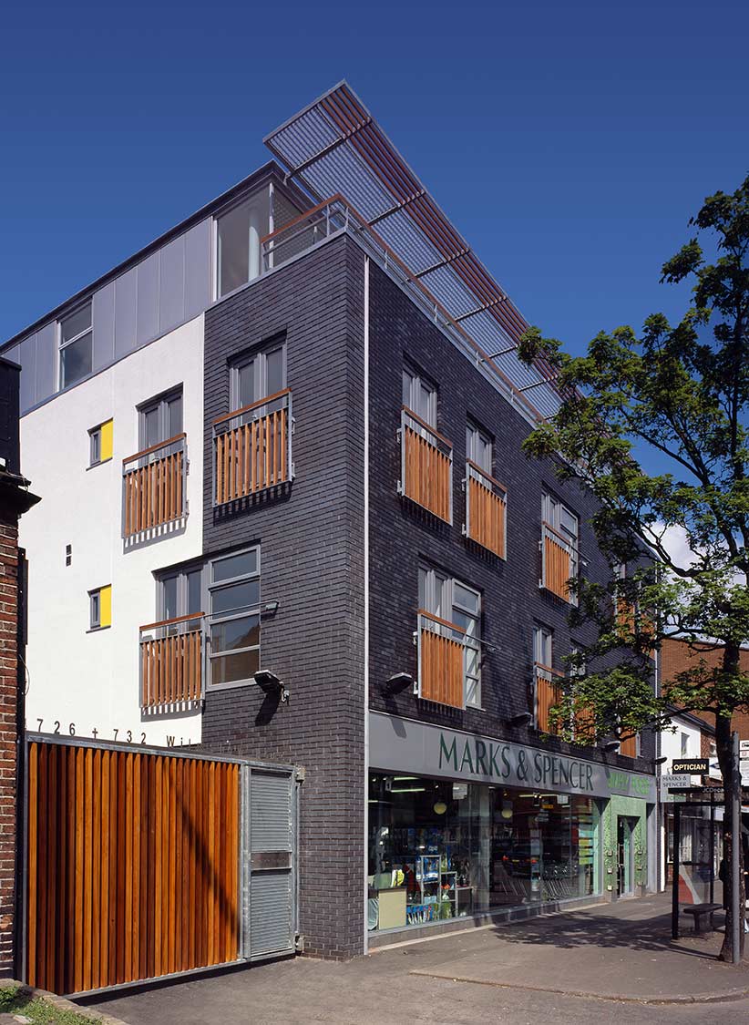 Marks & Spencer shop with flats above, South Manchester