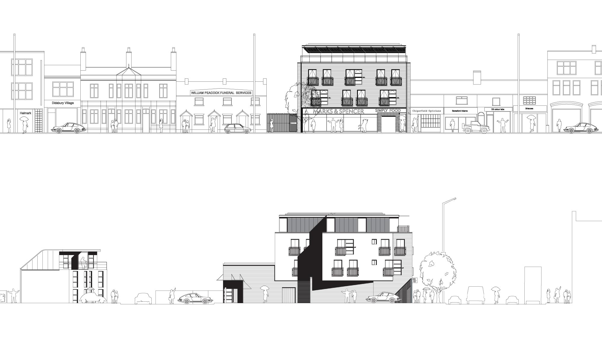 Marks & Spencer shop with flats above, South Manchester
