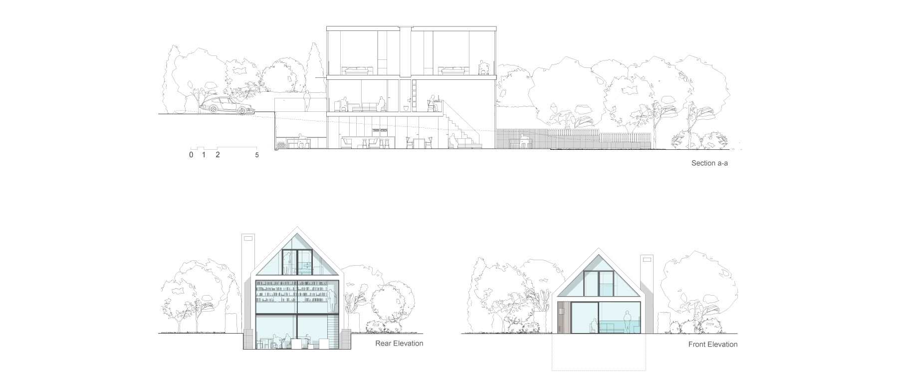 House 148: new build house on a narrow sloping site