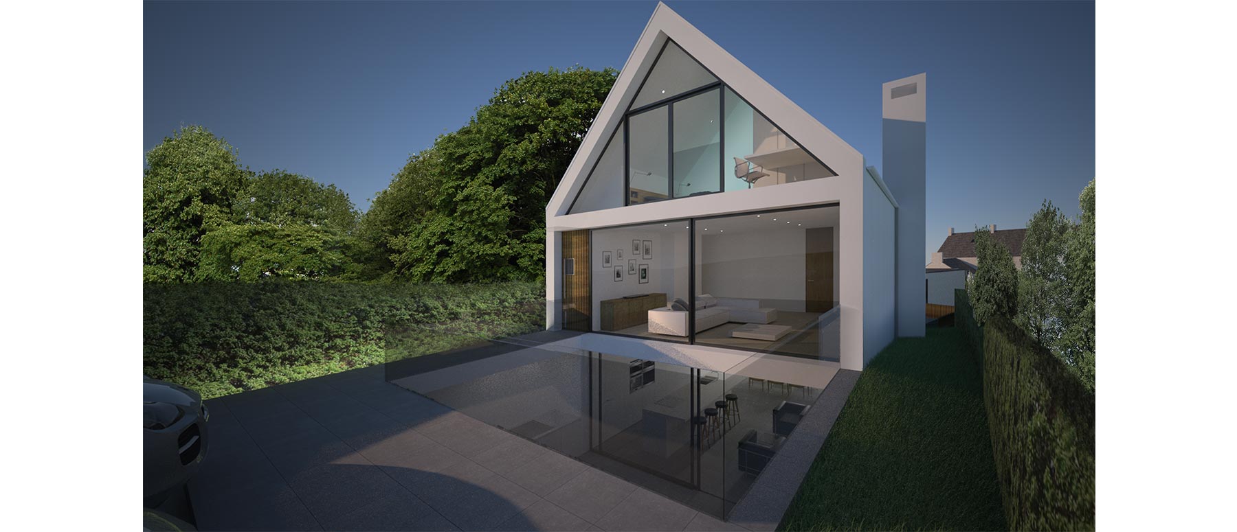 House 148: new build house on a narrow sloping site