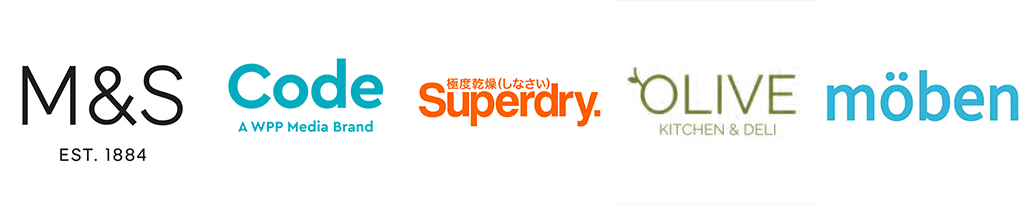 Commercial clients include Marks & Spencer, Code Computerlove, Superdry, Olive Kitchen & Deli and Möben